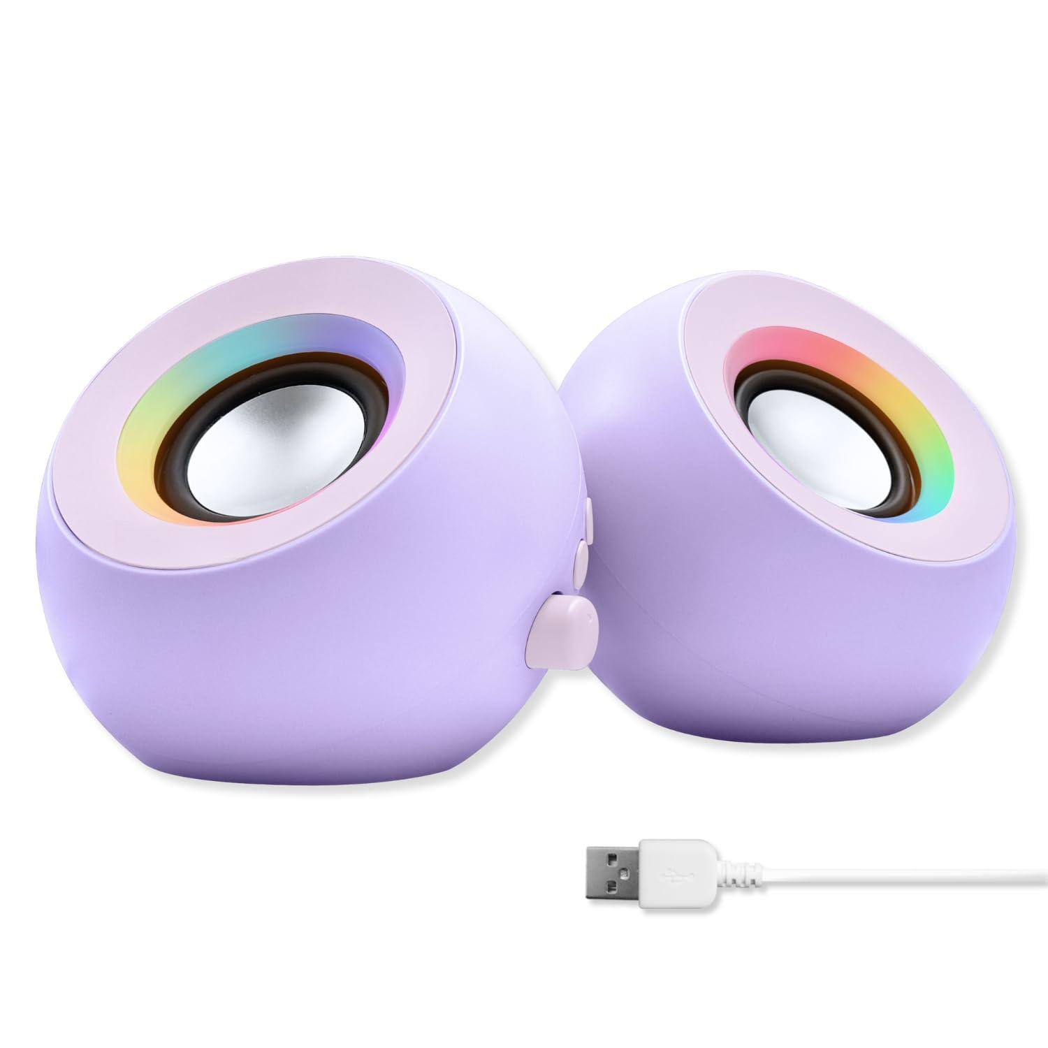 Front. Cedar Assembly - Computer Speakers With Rgb Lighting Usb And Aux - Triple Mode Connection Dual 2 25" Drivers For Work Play... - Purple.