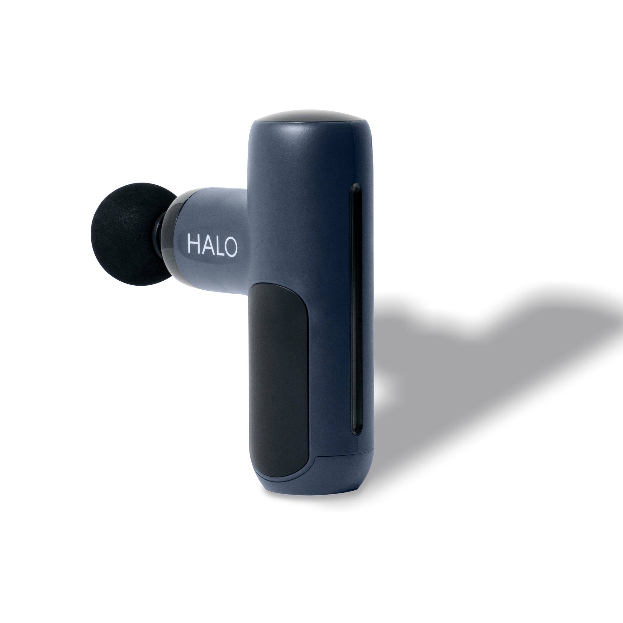 Back. Halo - Compact Percussion Massager - Navy.