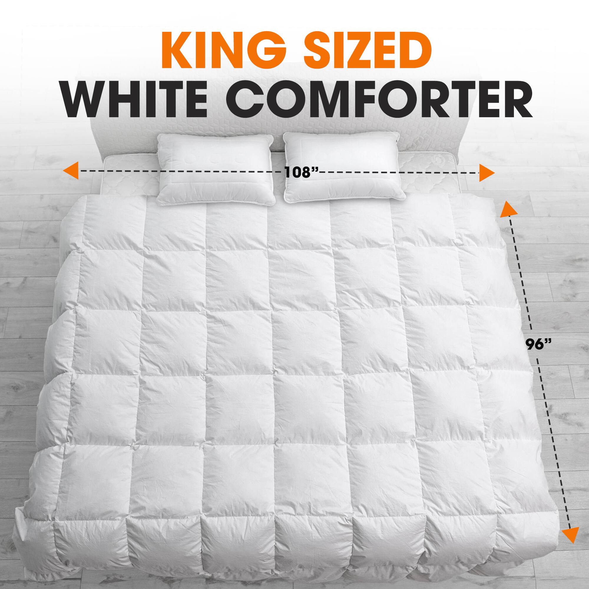 KING SIZED WHITE COMFORTER  
108" x 96"