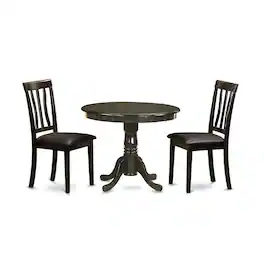 East West Furniture - 3 Pc small Kitchen Table and Chairs set-small Table and 2 Dining Chairs - Cappuccino