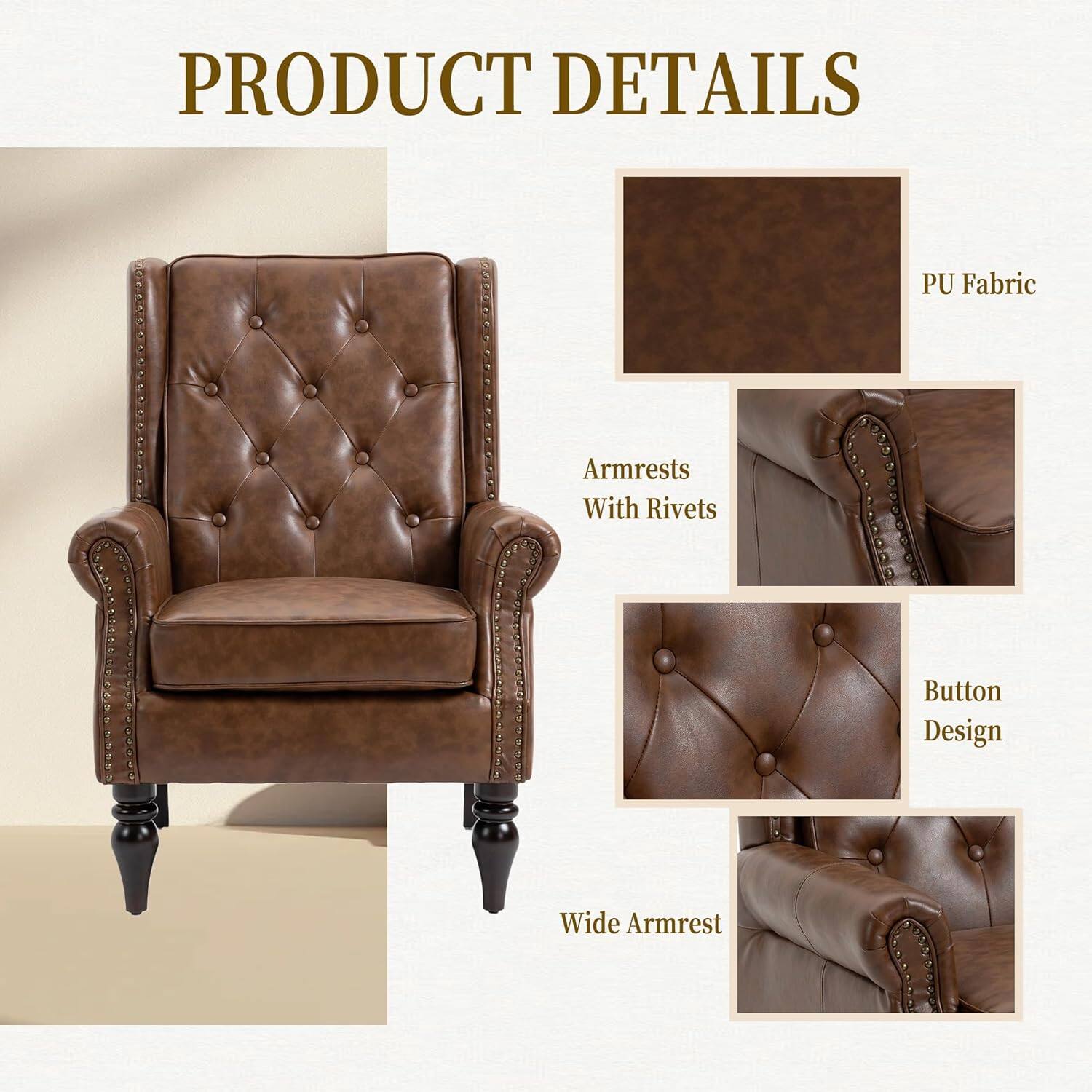 PRODUCT DETAILS

- PU Fabric
- Armrests With Rivets
- Button Design
- Wide Armrest