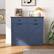 Angle. GOODSILO - Double Tilt Out Trash Cabinet - Farmhouse Style Kitchen Recycling Cabinet with Drawer - Antique Navy Blue.