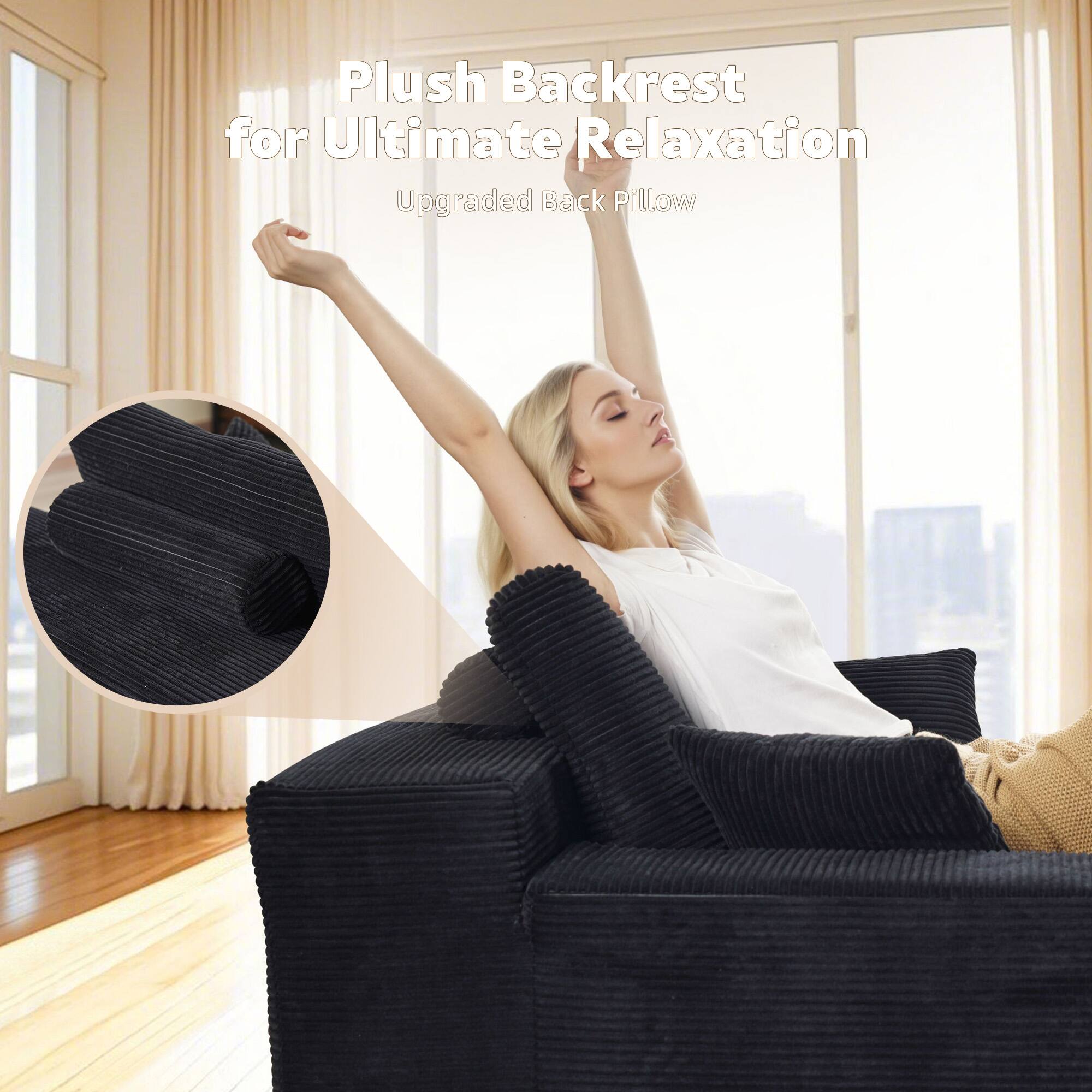Plush Backrest for Ultimate Relaxation  
Upgraded Back Pillow