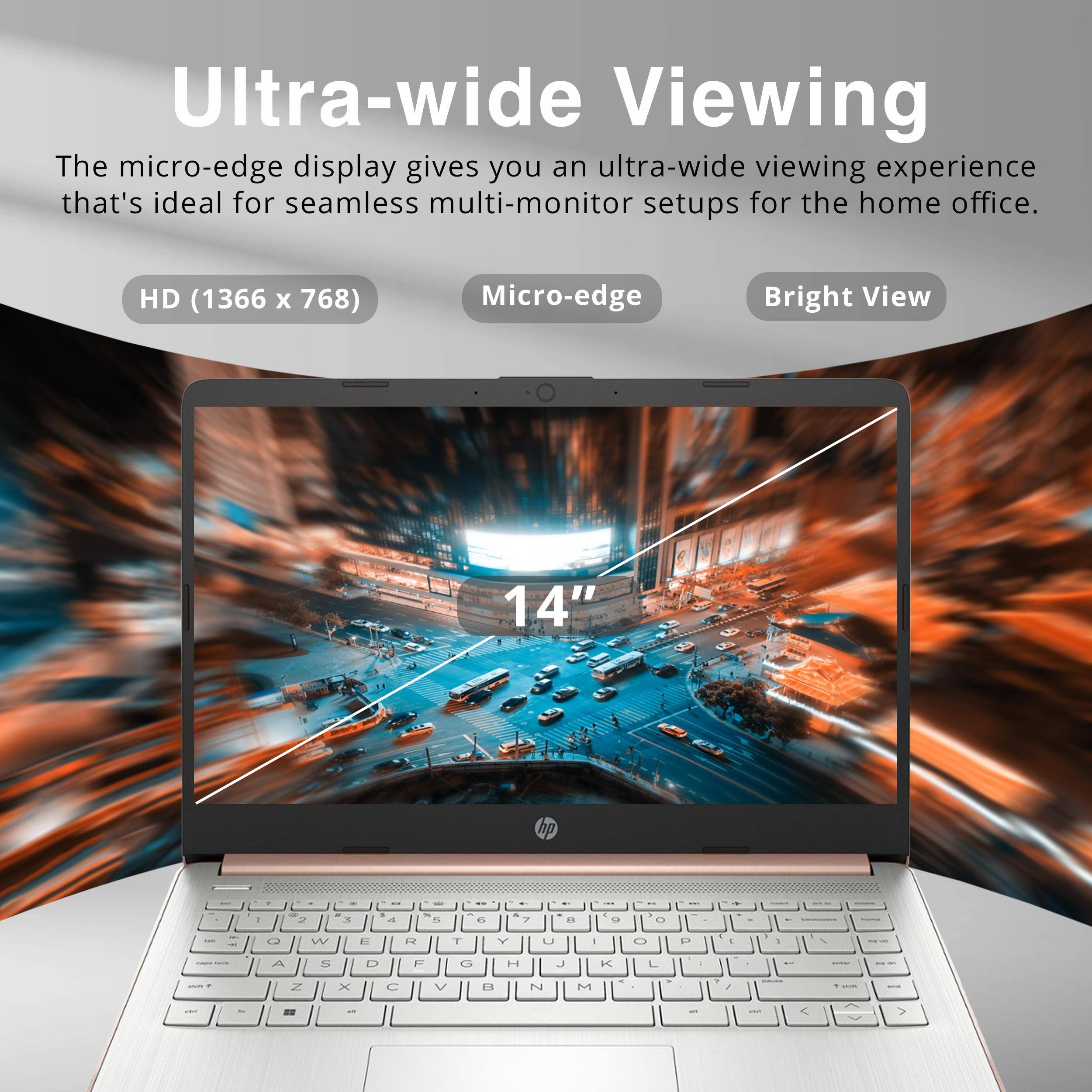 Ultra-wide Viewing

The micro-edge display gives you an ultra-wide viewing experience that's ideal for seamless multi-monitor setups for the home office.

HD (1366 x 768)  
Micro-edge  
Bright View  

14"