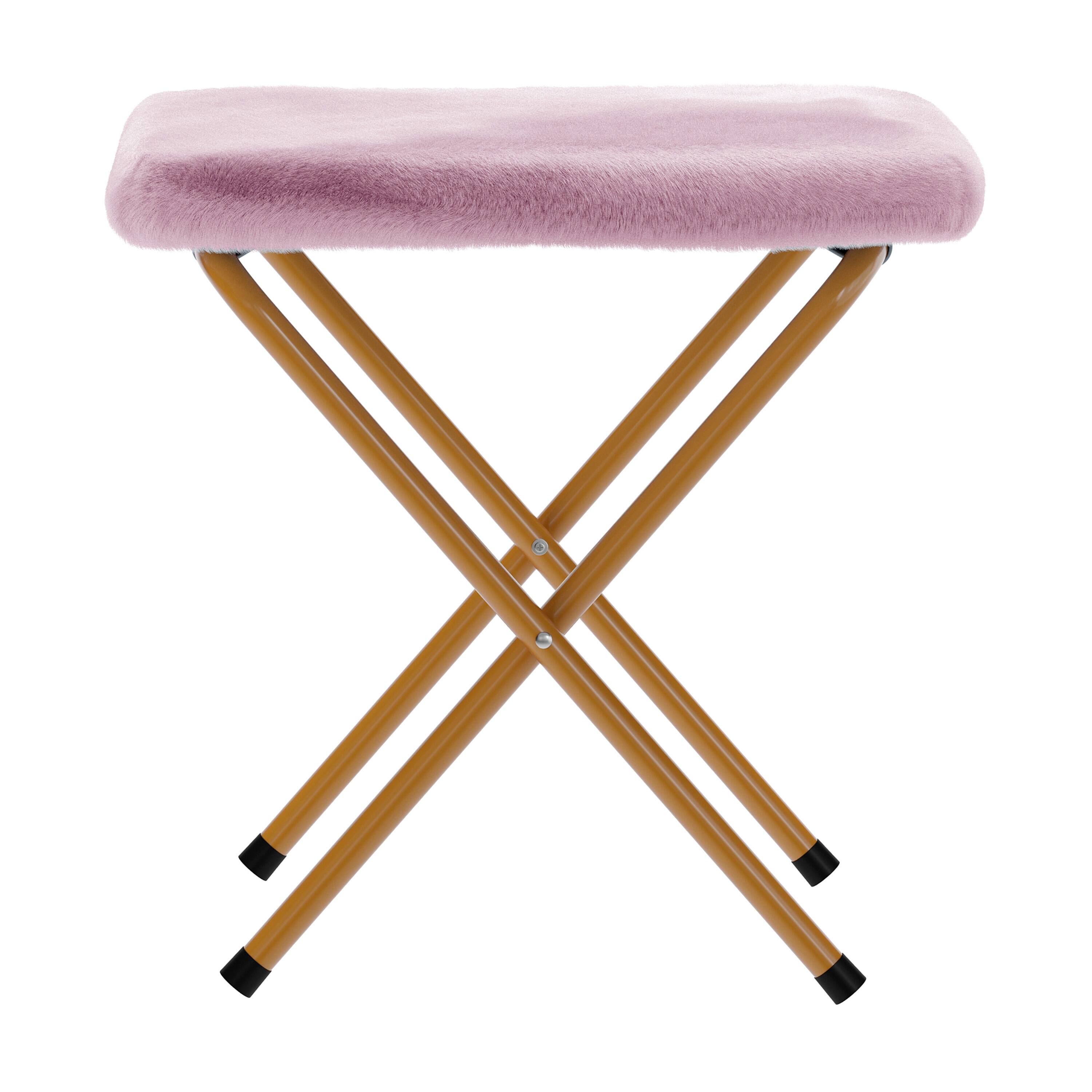 Alt View 10. Emma + Oliver - Ersa Oversize Folding Saucer Moon Chair and Ottoman for Dorm and Bedroom with Steel Frames - Dusty Purple Fabric/Soft Gold Frame.