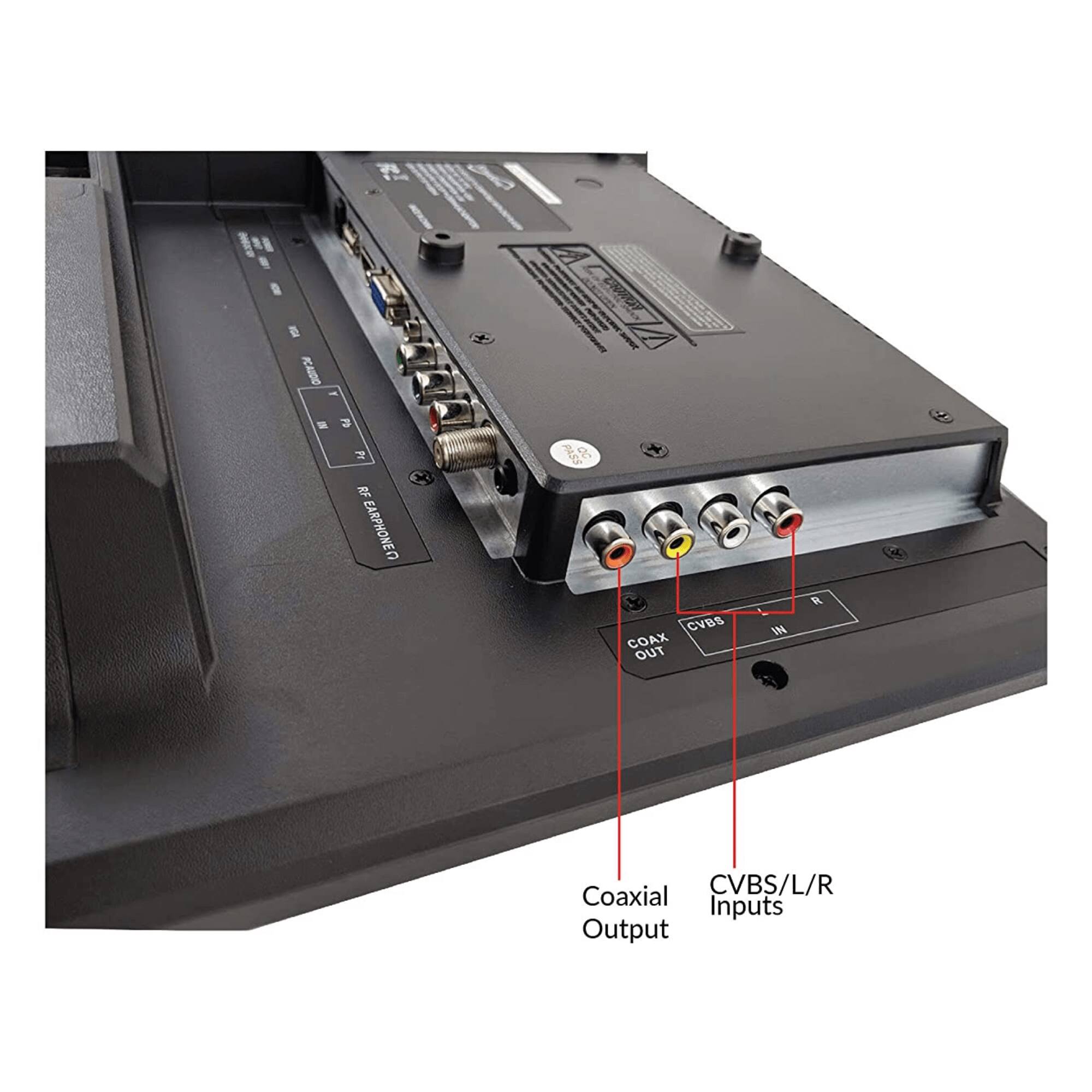 Nro - e PEAIDO = a 2 RF EARPHONED e CVBS COAX OUT IN  
CVBS/L/R Coaxial Inputs Output

Coaxial Output  
CVBS/L/R Inputs