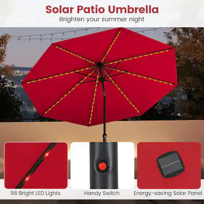 led patio umbrella switch Solar Powered Tiki with Lights Sharper Image This 10 ft Patio Umbrella String Lights with