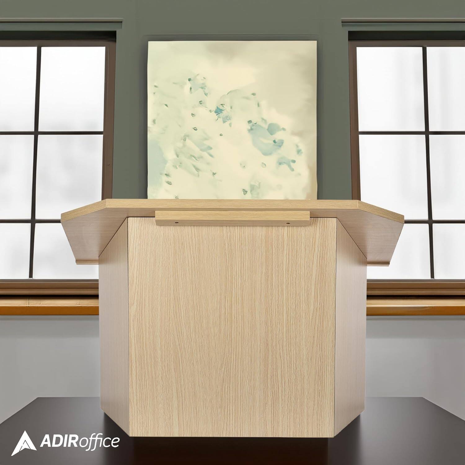 Alt View 9. AdirOffice - Foldable Tabletop Podium Lectern Speaker Stand - Medium Oak.