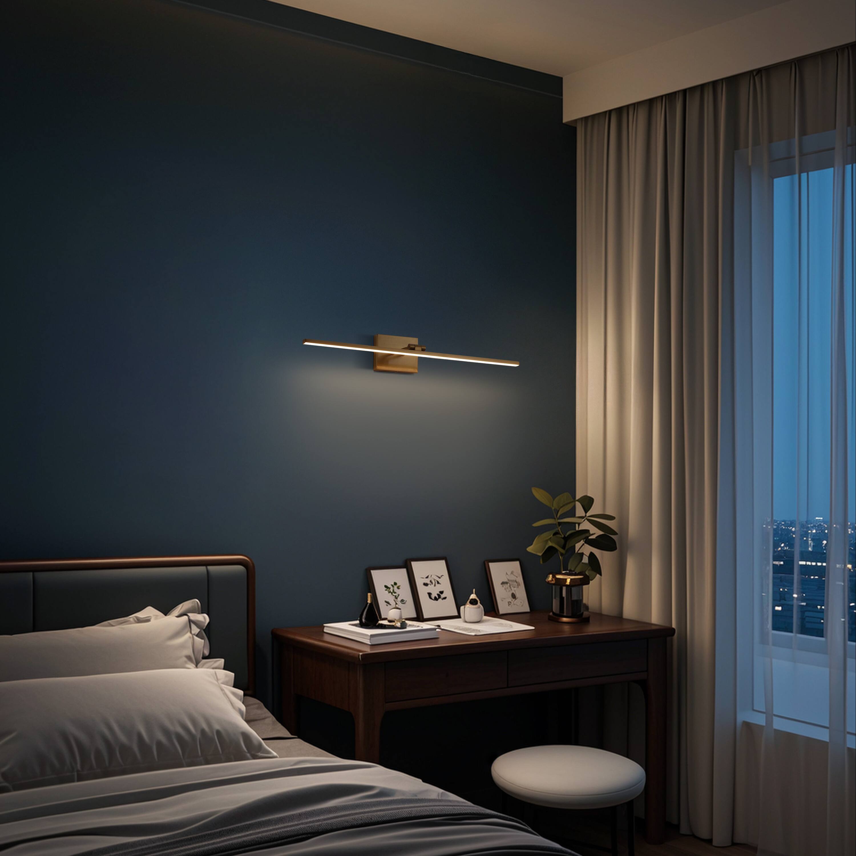 Alt View 9. Jonathan Y - Santino 28" Modern Minimalist Swivel Integrated Dimmable LED Rechargeable Picture Light with Touch Sensor, Brass Gold - Brass Gold.