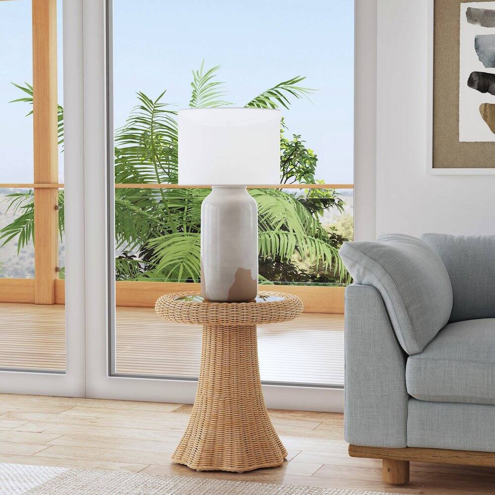 Alt View 2. Butler Specialty - Flora Rattan Scalloped End table - Light Brown.