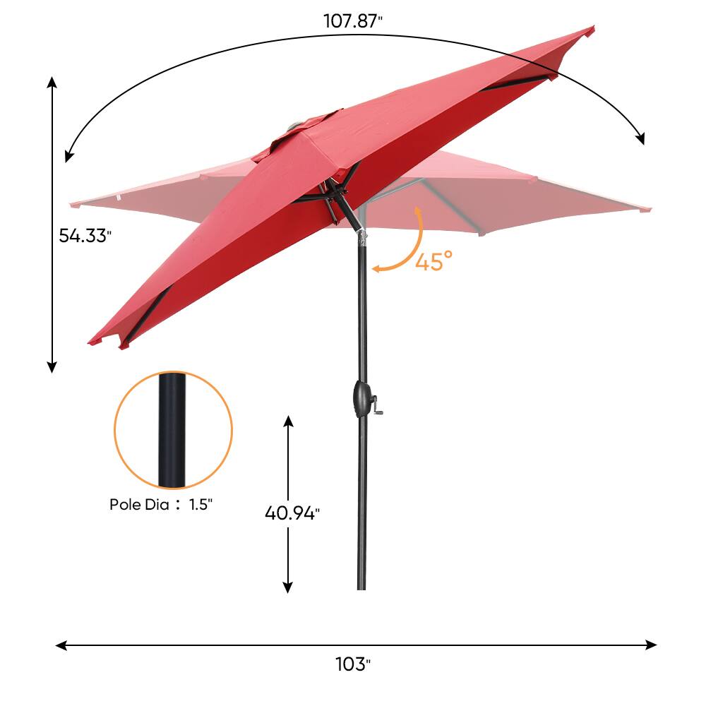 107.87"  
54.33"  
45°  
Pole Dia: 1.5"  
40.94"  
103"