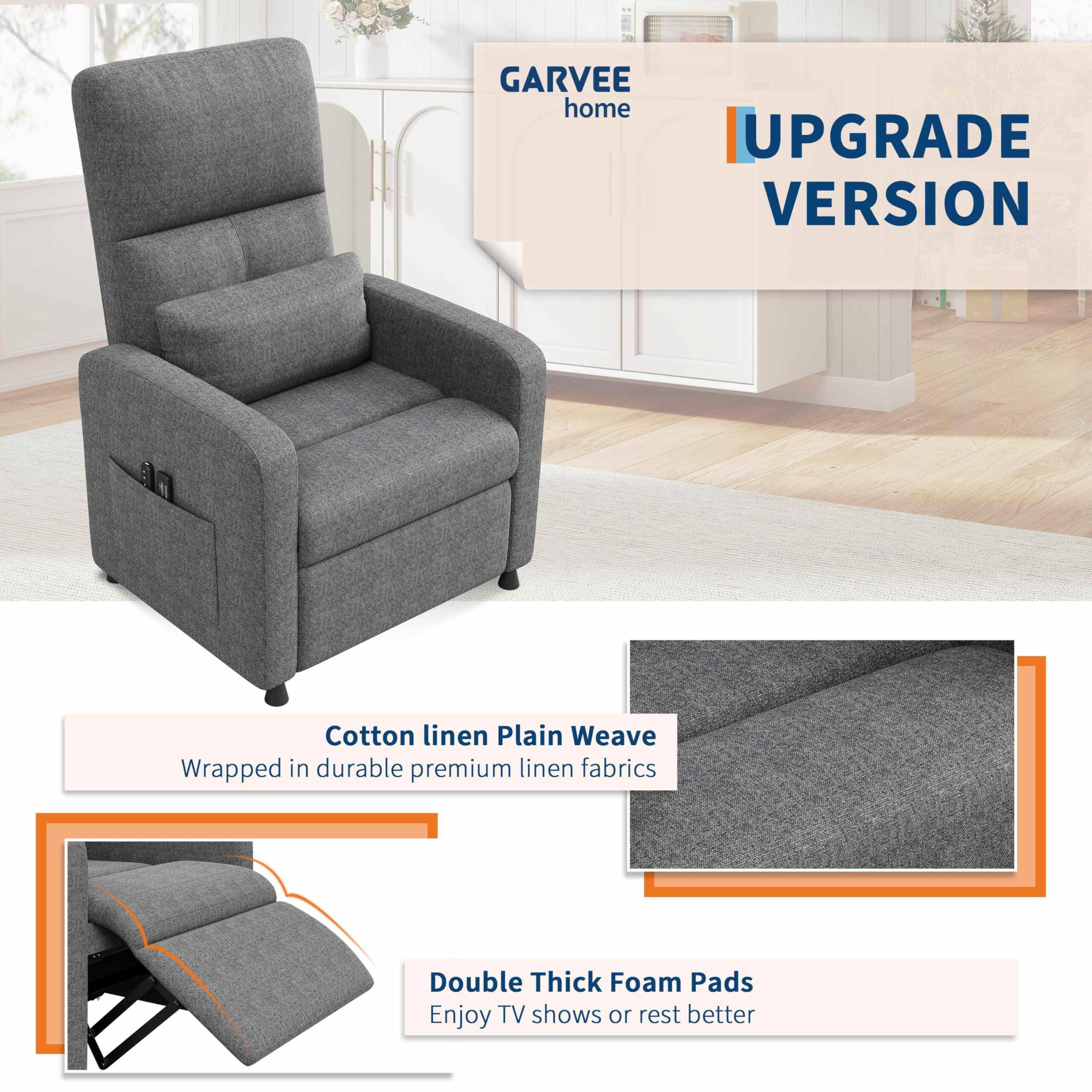 GARVEE home UPGRADE VERSION

Cotton linen Plain Weave  
Wrapped in durable premium linen fabrics

Double Thick Foam Pads  
Enjoy TV shows or rest better