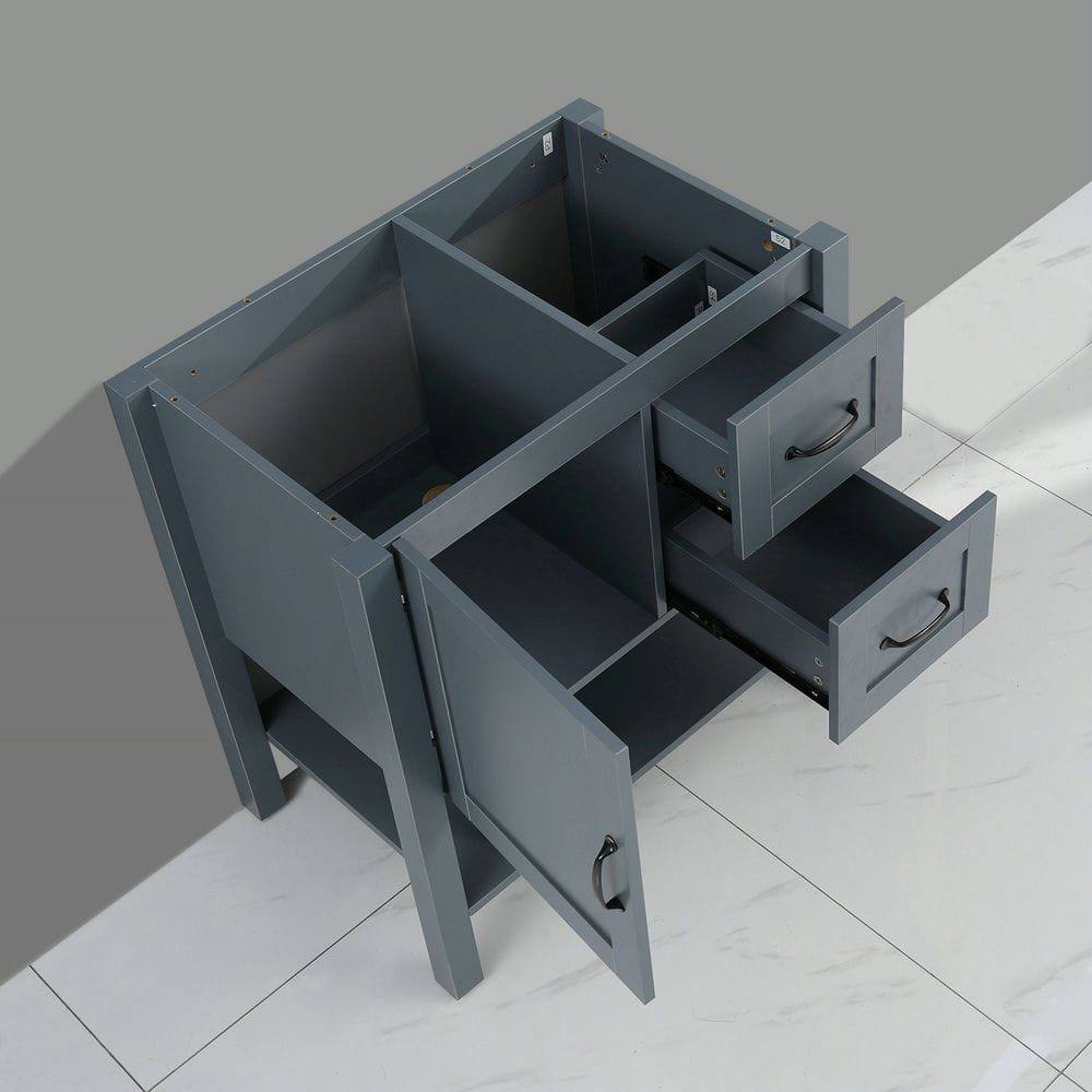 Left. Kadyn - 30in Gray Bathroom Vanity - Includes Mirror & Top Only, Gray - Gray.