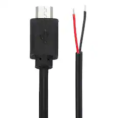 Front. Unique Bargains - Micro USB Male to 2-Pin Bare Wire Pigtail, 22AWG 12V 3A, for DIY Keyboard/Mouse/Fan Repair, 4pcs - Black.