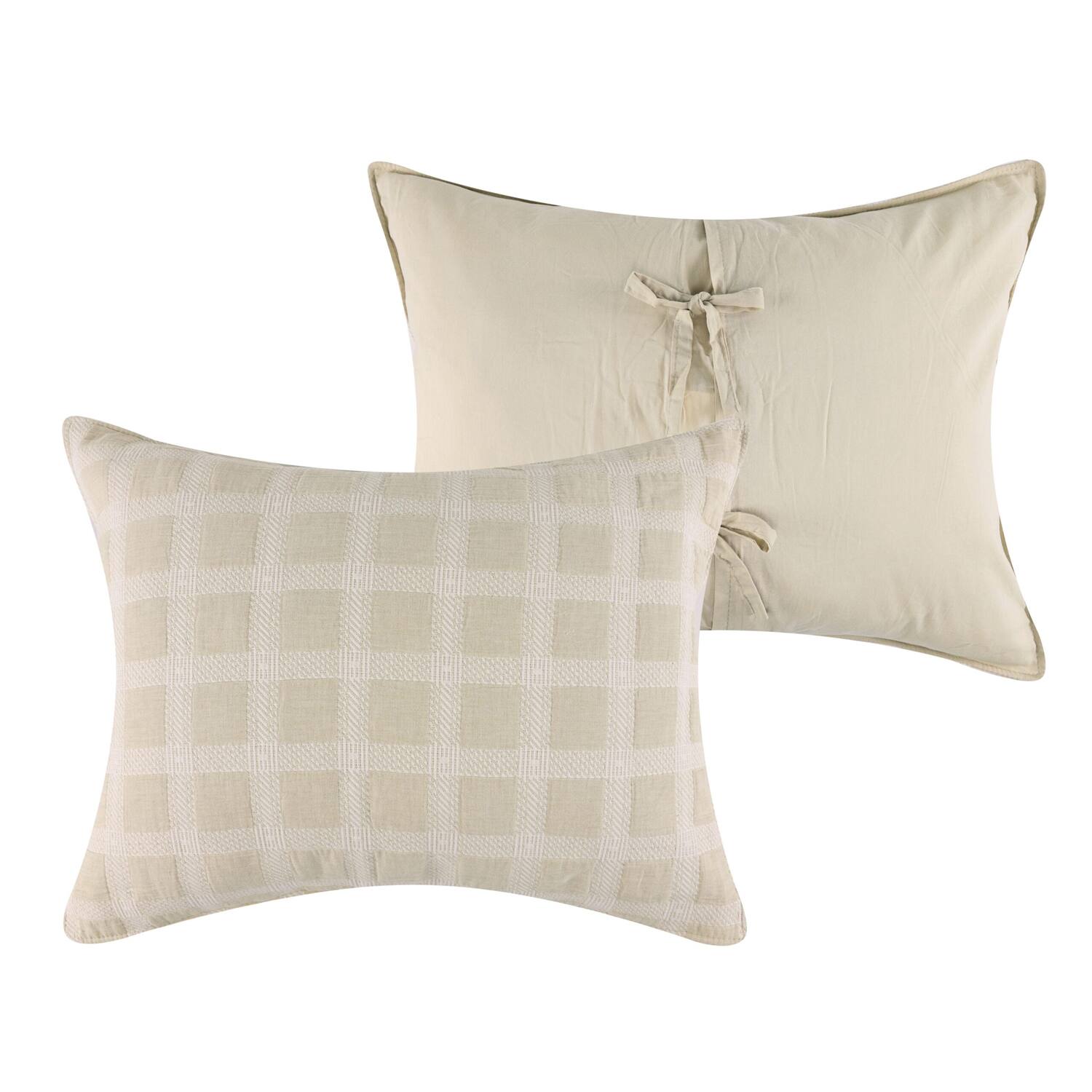Angle. Greenland Home Fashions - Greenland Home Fashions Millhouse 100% Cotton Pillow Sham King 20x36 Taupe - Taupe.