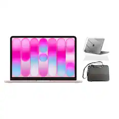 Front. Apple - Apple - MacBook Neo 13-inch Laptop - A18 Pro chip with 6‑core CPU and 5‑core GPU - 8GB Memory - 256GB SSD + Accessories - Blush.