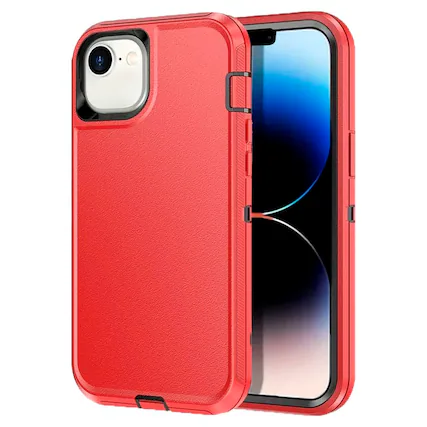 Front. Entronix - Entronix Heavy Duty Case for iPhone 16E - Ultimate Triple-Layer Protection - Red.