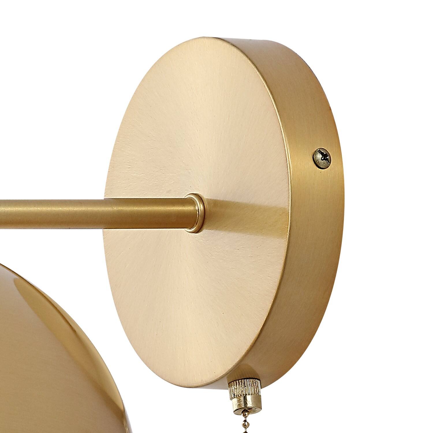 Alt View 4. Jonathan Y - Tierra 7" 1-Light Modern Midcentury Iron LED Sconce with Pull-Chain Switch, Brass Gold (Set of 2) - Brass Gold.