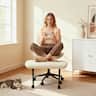 Bestier - Ergonomic Cross-Legged Office Chair, 360° Swivel Adjustable Height & Faux Leather for Meditation, Yoga & Office - White