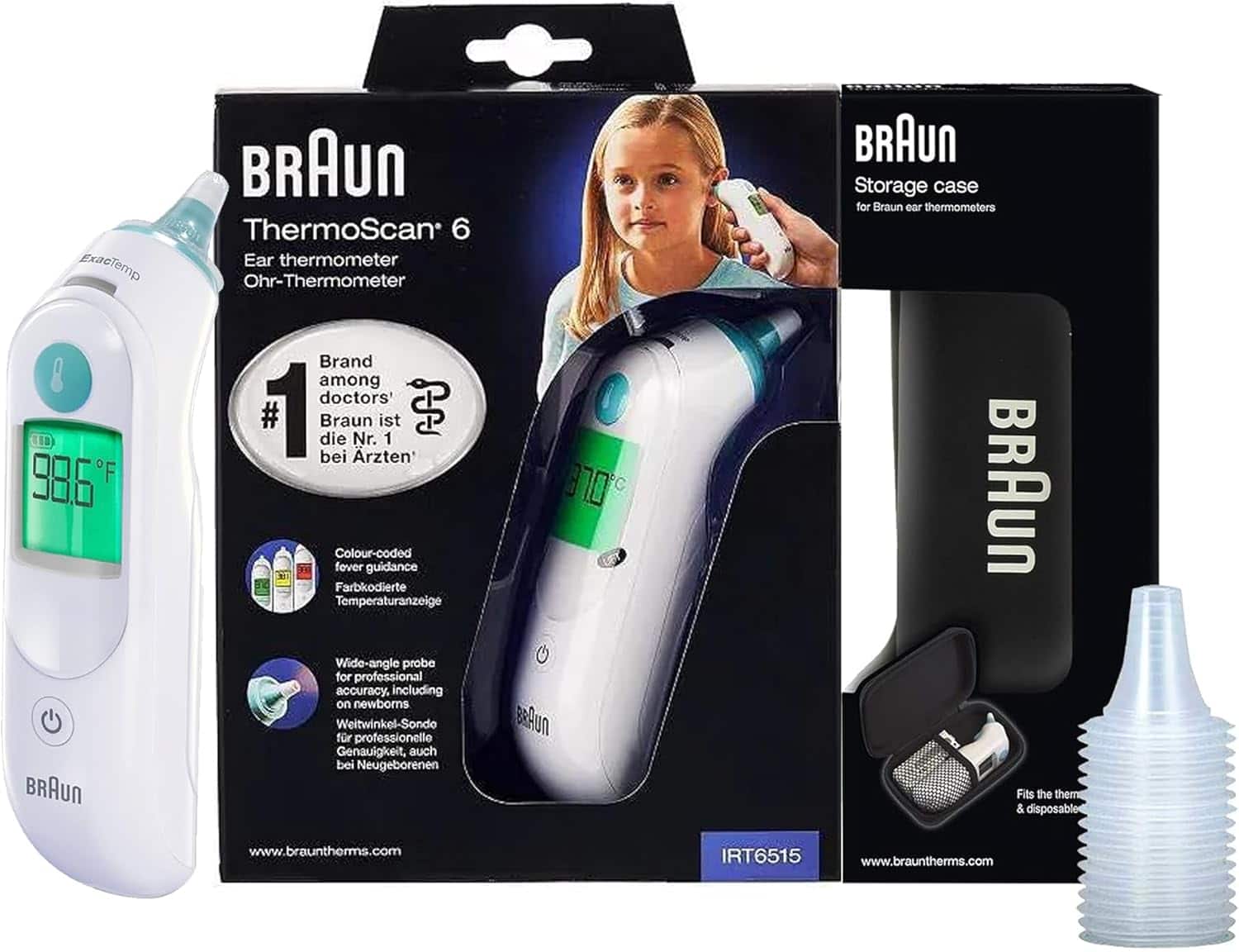 Braun - ThermoScan 6 Digital Ear Thermometer with Color-Coded Display, IRT6515 - White