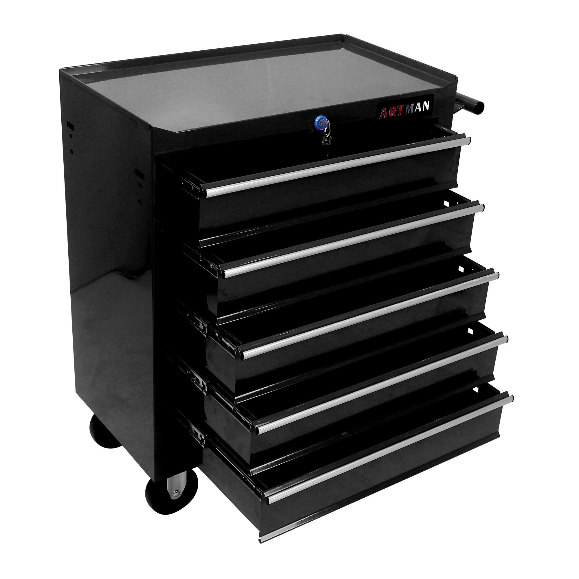 Alt View 2. APRILSOUL - 5 Drawer Tool Chest Tool Storage Cabinet for Garage Storage with 4 Wheels and Locking System BLACK - Black.