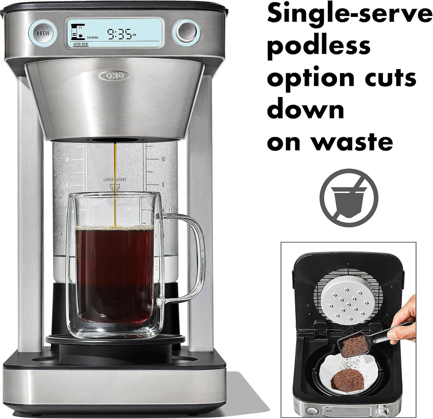 BREW T EWINL 9:35  101m sUe 030 Single-serve podless option cuts down on waste LARUS ASKIE

Single-serve podless option cuts down on waste