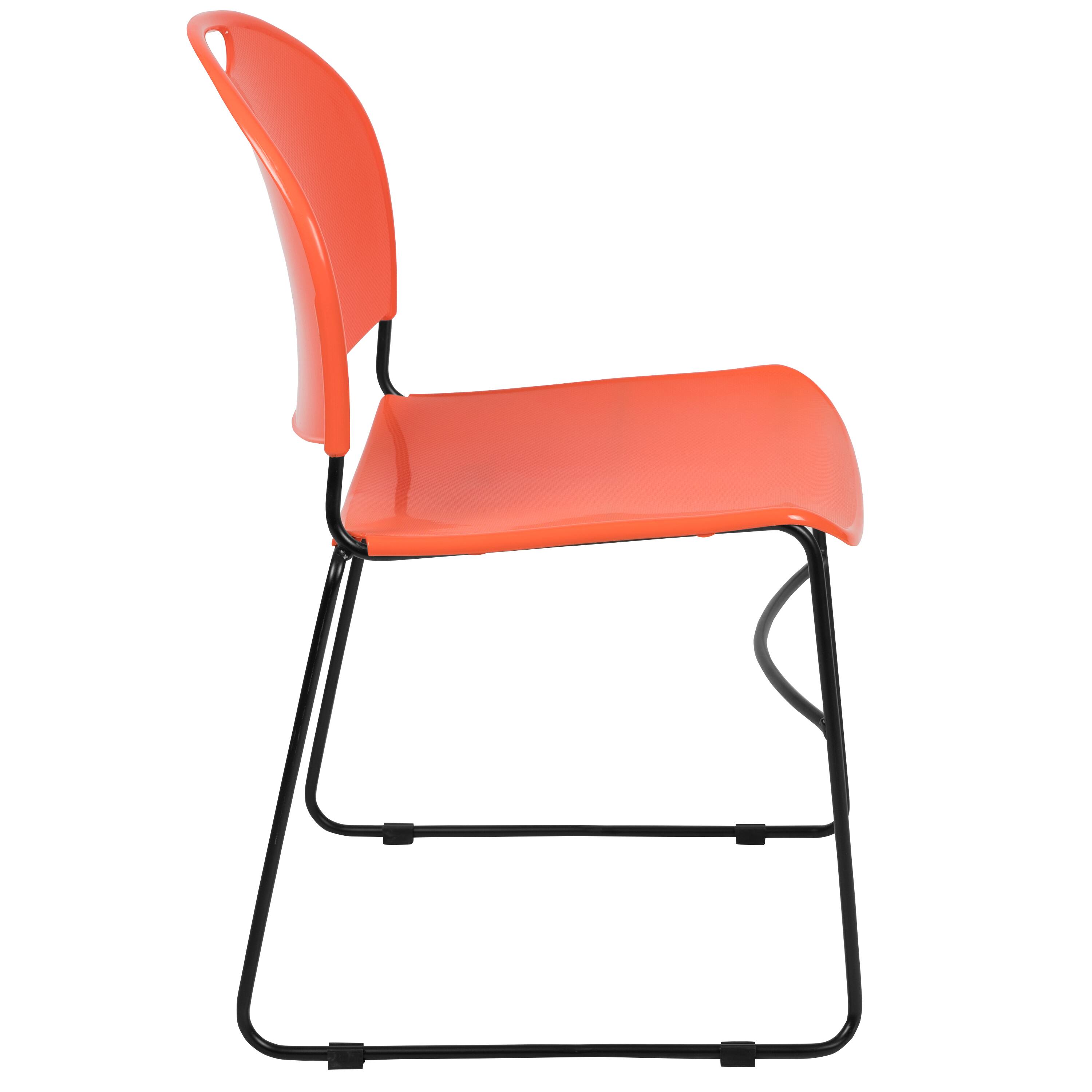 Alt View 6. Emma + Oliver - Ultra-Compact School Stack Chair - Office Guest Chair/Student Chair - Orange Plastic/Black Frame.