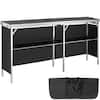 Front. VEVOR - Extra Long Folding Portable Bar Table - Tradeshow Podium Table for Indoor, Outdoor, Party, Picnic, Exhibition - Black.