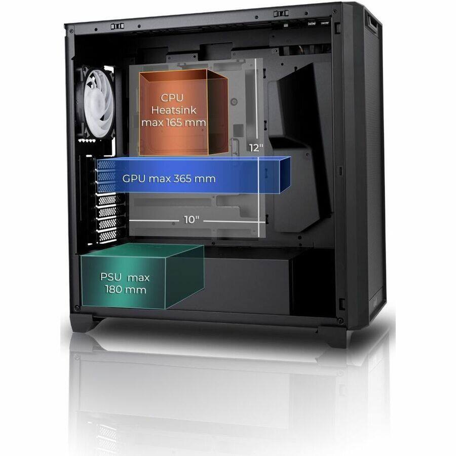 B118  
CPU Heatsink max 165 mm (12")  
GPU max 365 mm (10")  
PSU max 180 mm