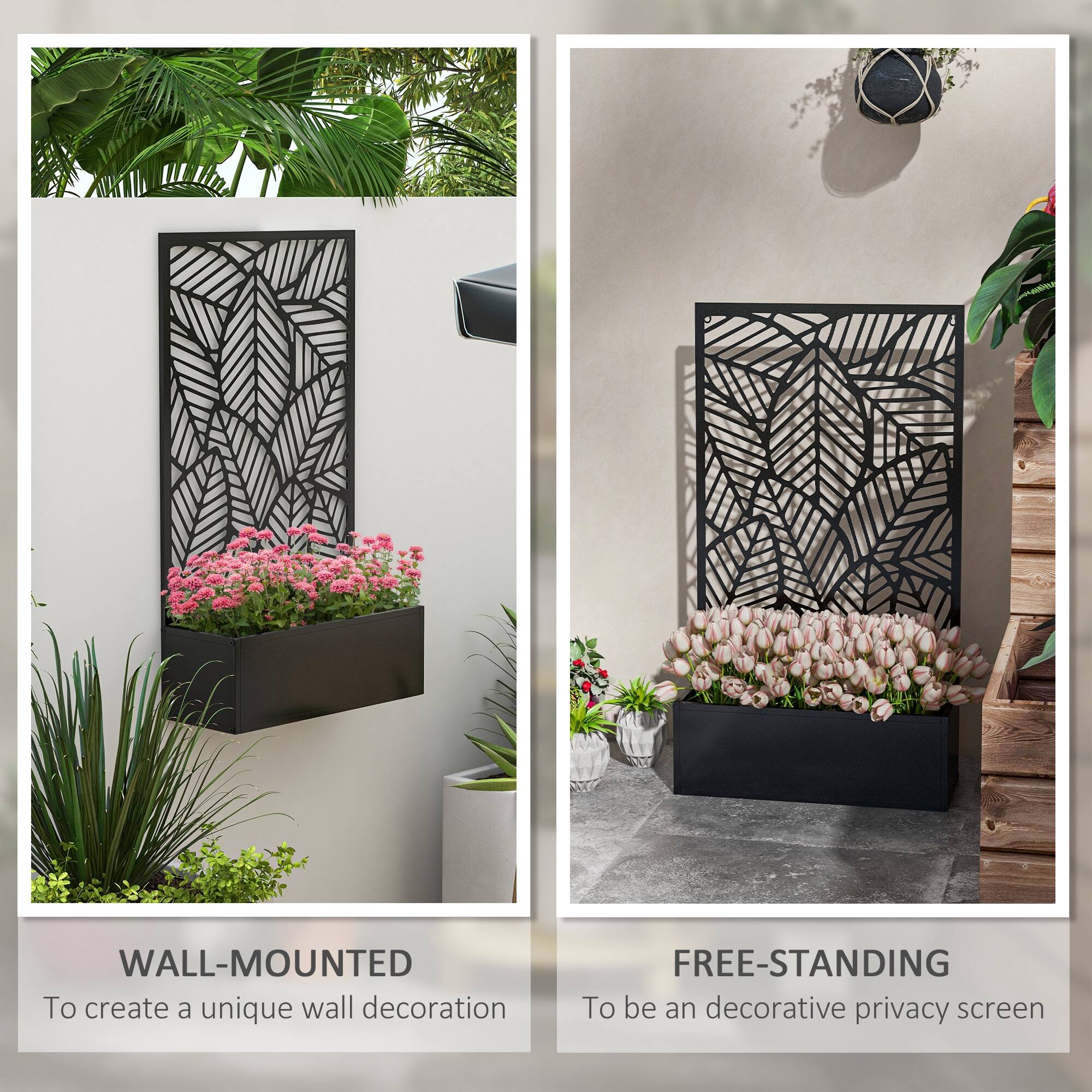 WALL-MOUNTED  
To create a unique wall decoration

FREE-STANDING  
To be a decorative privacy screen