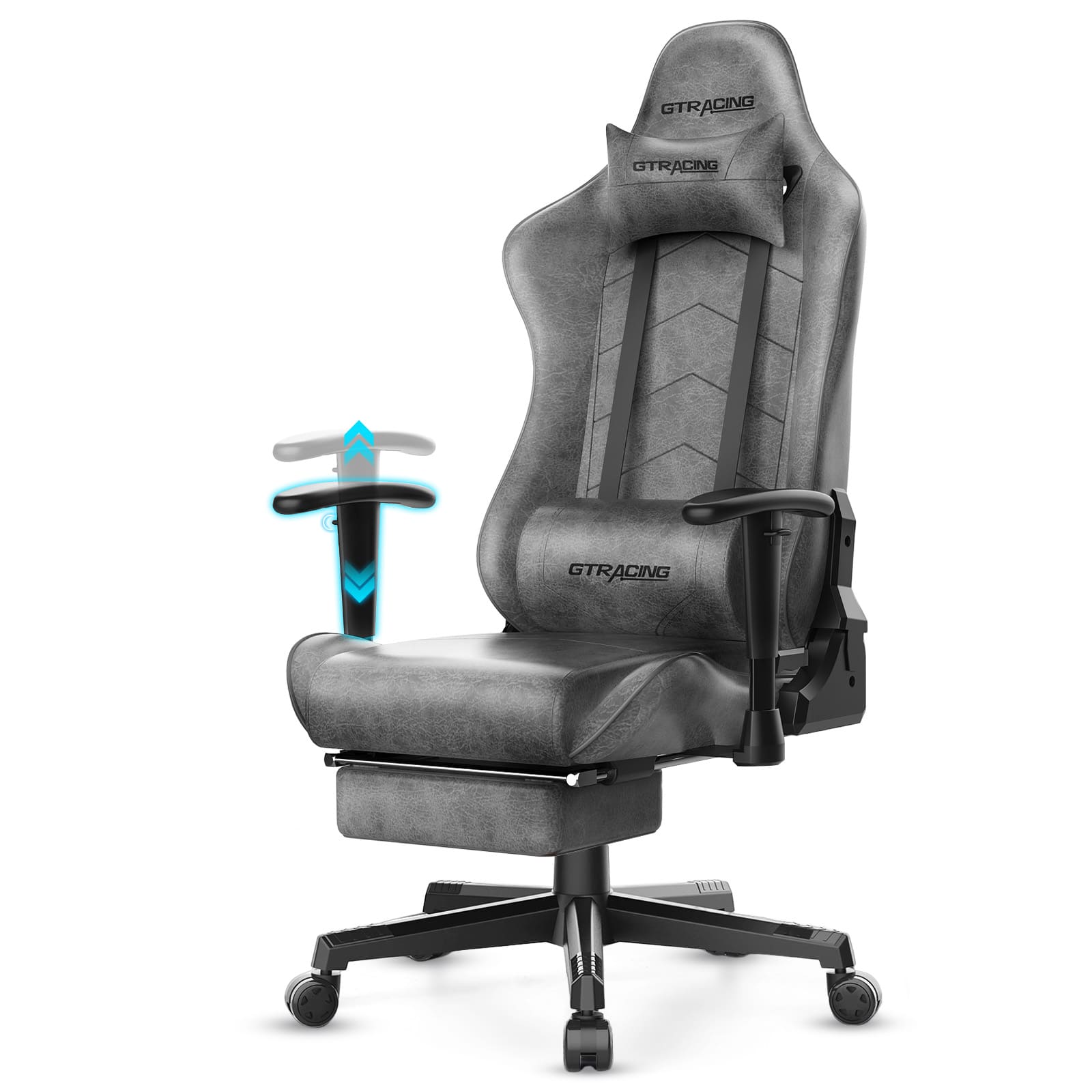 GTPlayer - Gaming Chair Racing Style Computer Chair Stylish High Back Chair - Gray