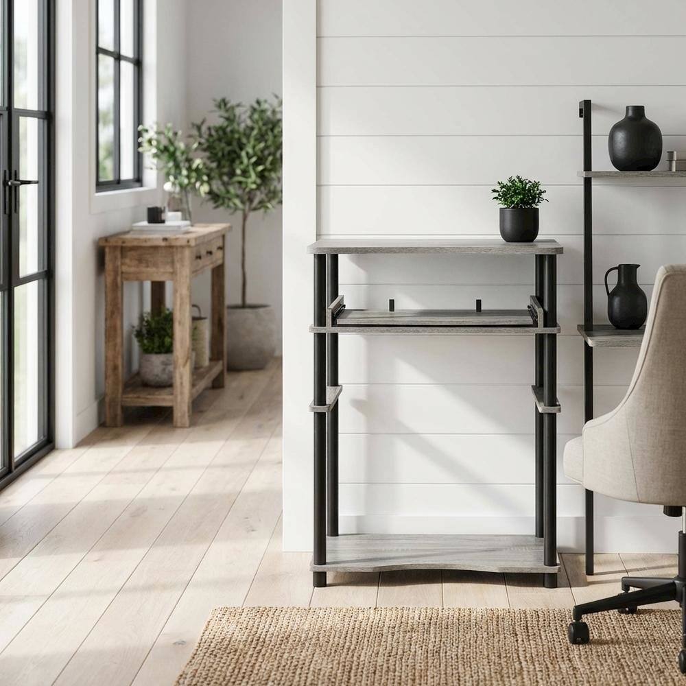 Angle. BisonOffice - Computer Desk with French Oak Grey/Black Finish for Home Office - French Oak Grey/Black.