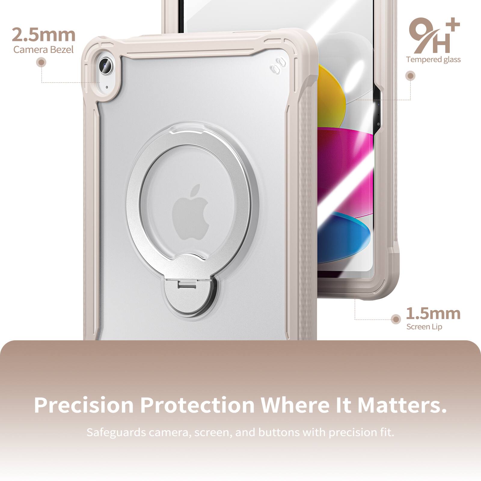 2.5mm Camera Bezel + 9H Tempered Glass 1.5mm Screen Lip Precision Protection Where It Matters. Safeguards camera, screen, and buttons with precision fit.