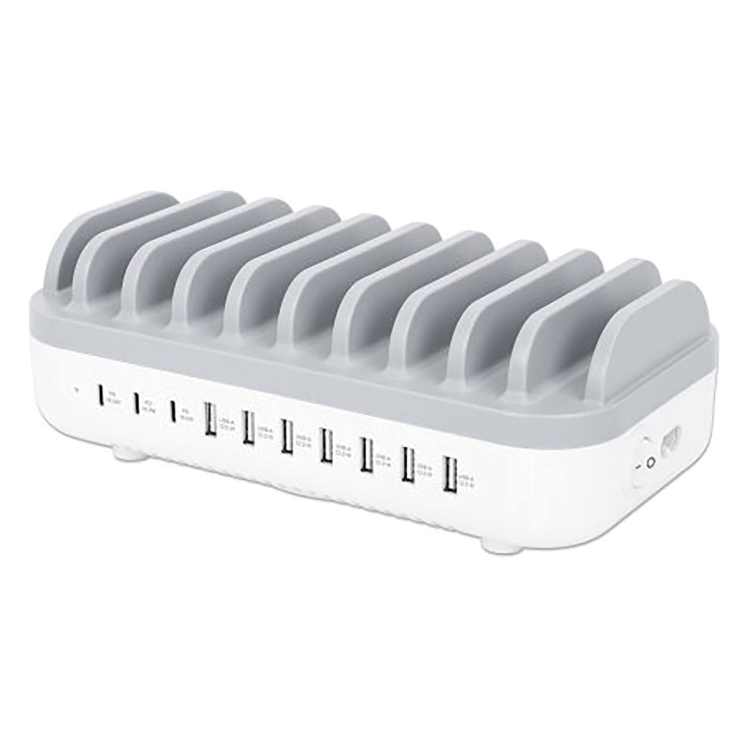 Angle. Manhattan - Manhattan 180856 10-port 120-watt Usb Power Delivery Charging Station - white.