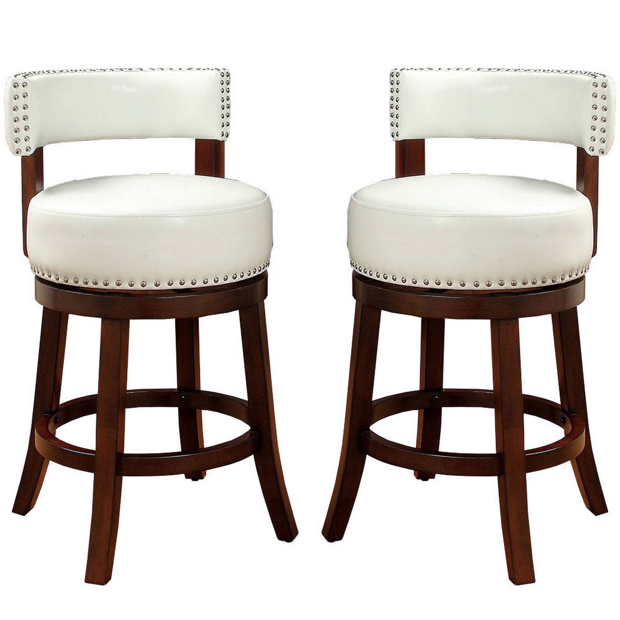 Front. Manhattan Lane - Shirley Contemporary 24" Barstool With pu Cushion, Set of 2 - Dark Oak, White.