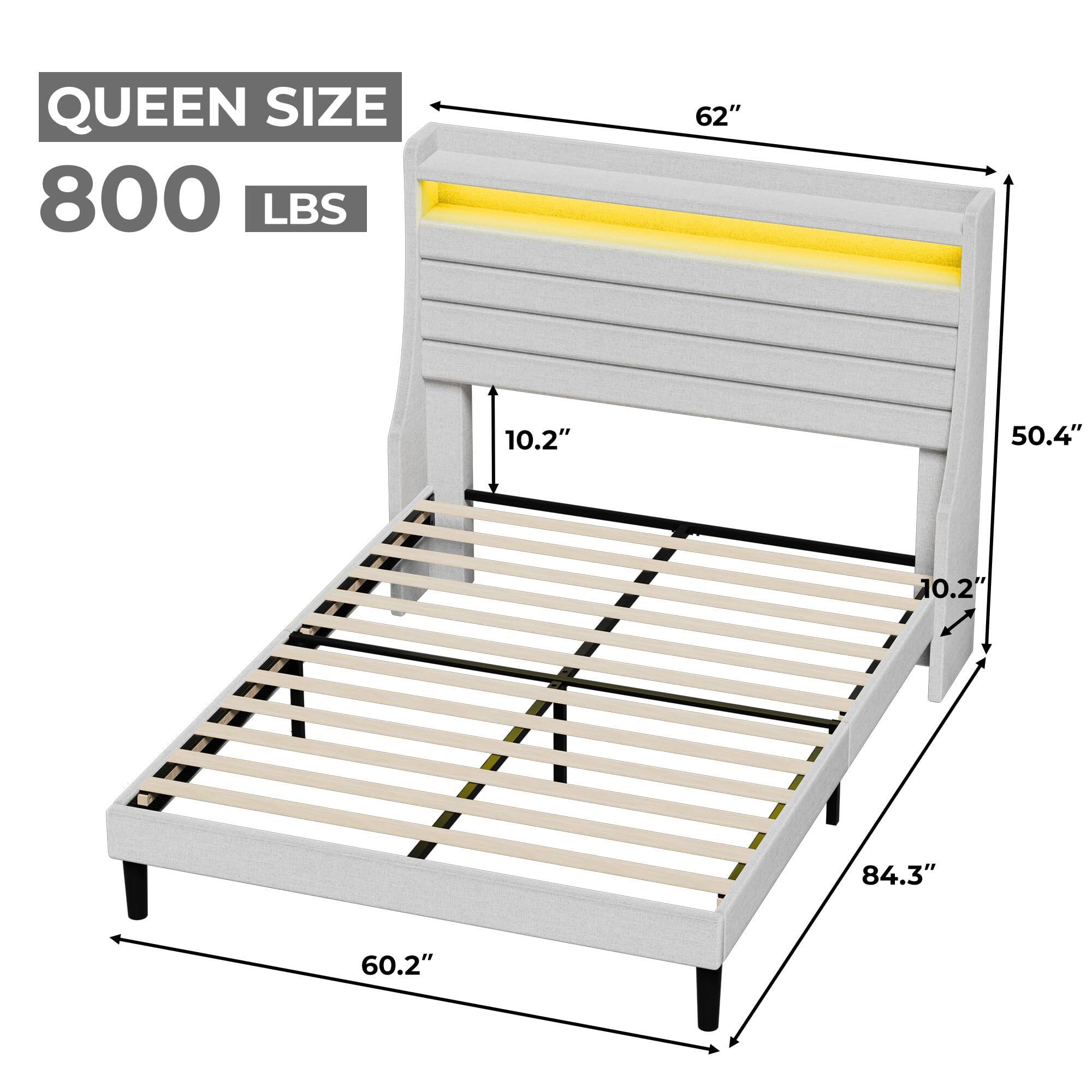 QUEEN SIZE  
800 LBS  

62"  
50.4"  
10.2"  
84.3"  
60.2"