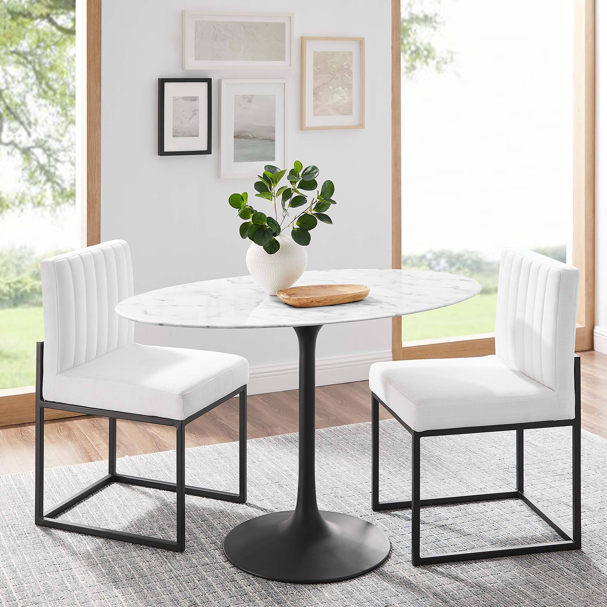 Alt View 5. Modway - Lippa 48" Oval Faux Marble Dining Table by Modway - Black White.