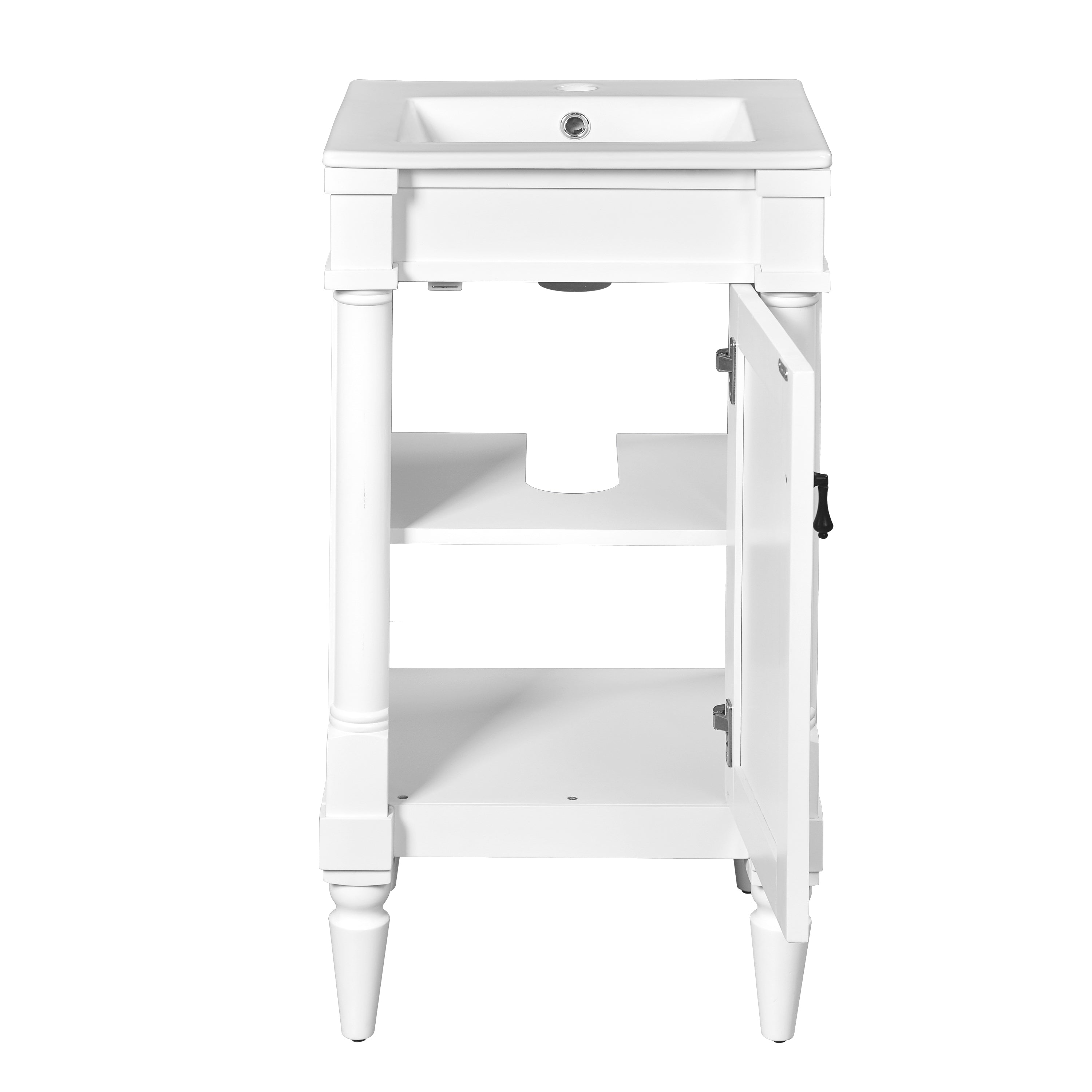 Alt View 10. Boyel Living - 18 Inch Small Space Bathroom Vanity with Ceramic Sink and Adjustable Shelf White - White.