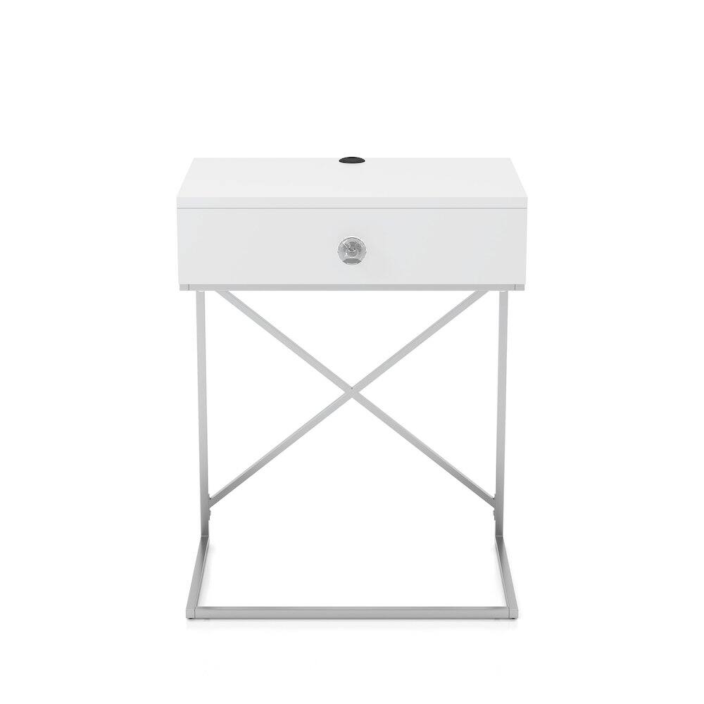 Angle. Furniture of America - Kylie Modern Wood 1-Drawer End Table in Glossy White - White.