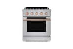 Front. Hauslane - HausPro 30 in. 4 Burners (20,000 BTU) Freestanding Dual Fuel Range - Rose Gold.