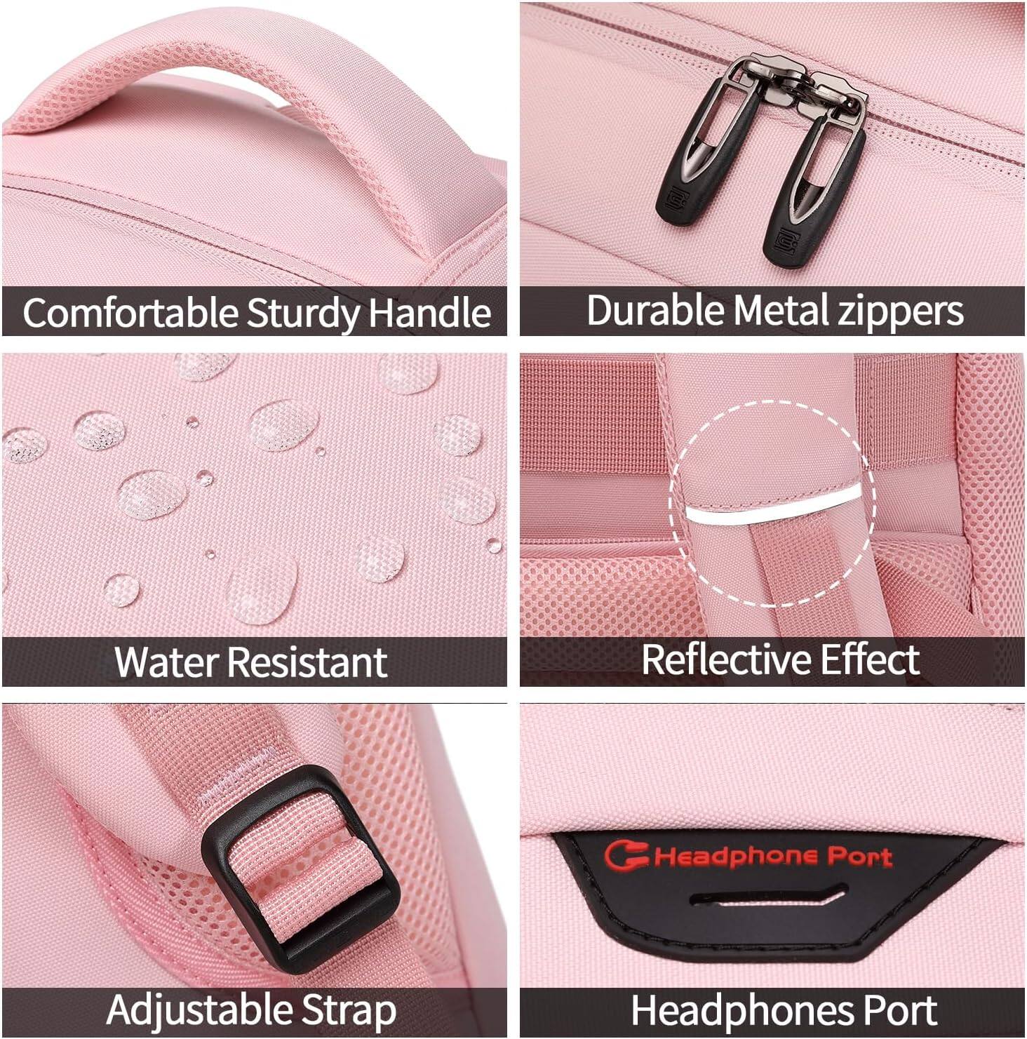Comfortable Sturdy Handle  
Durable Metal zippers  
Water Resistant  
Reflective Effect  
Adjustable Strap  
Headphones Port