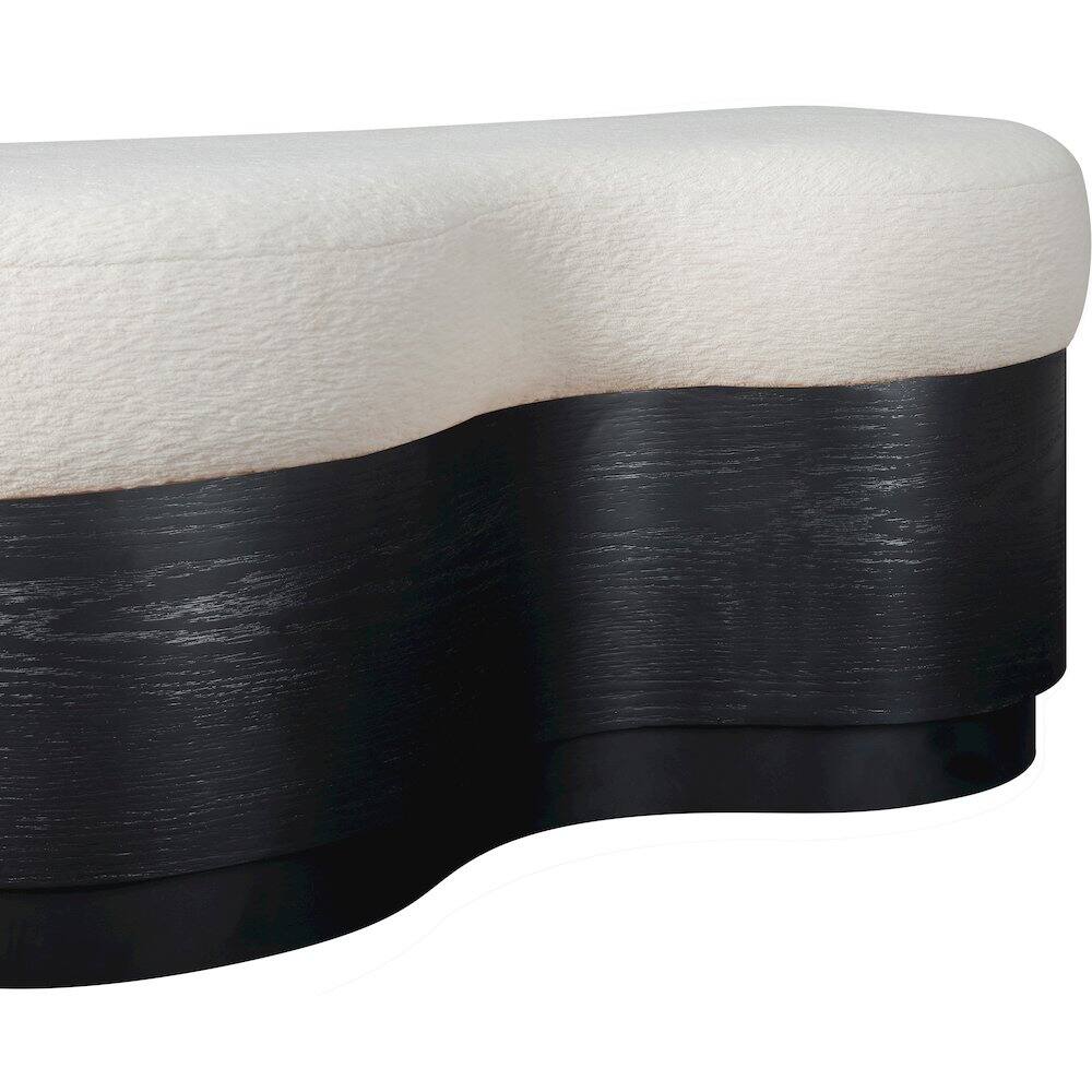 Alt View 4. Meridian Furniture - Savoy Cream Velour Fur Fabric Bench - Beige.