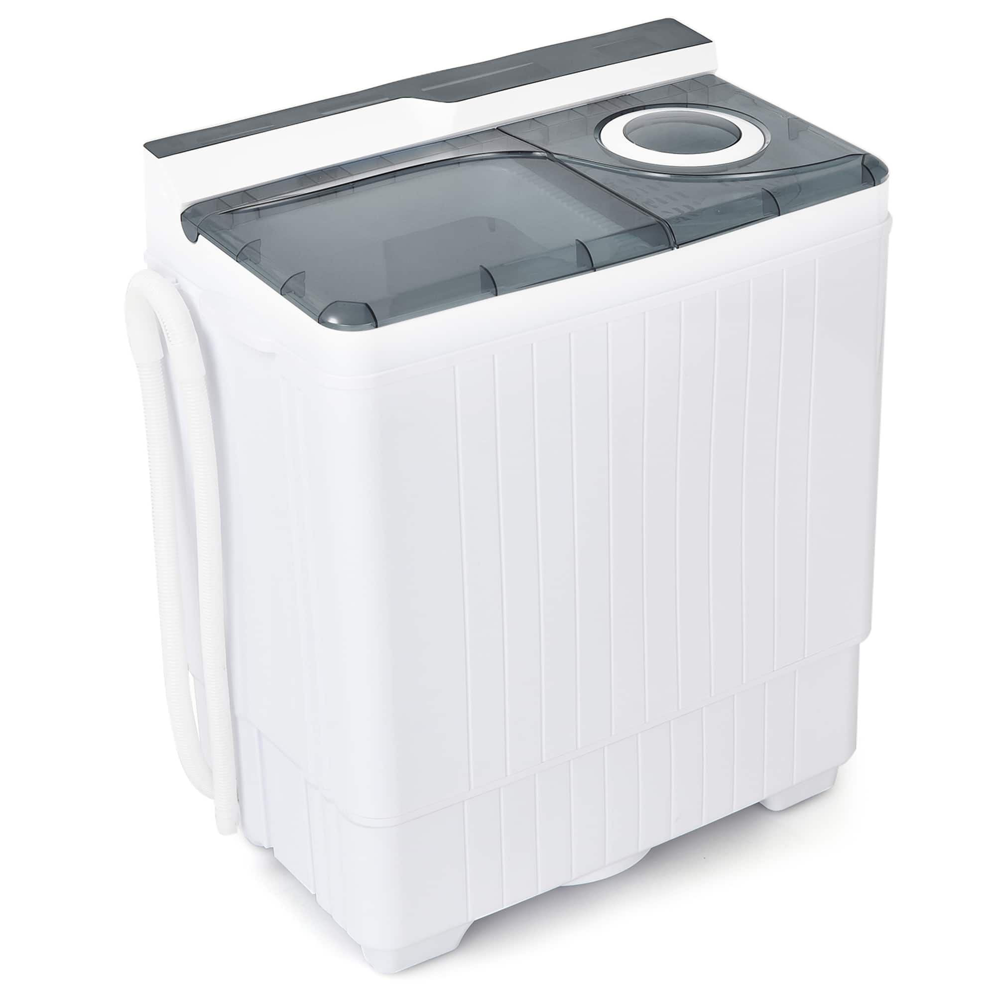 Portable Semi-automatic Washing Machine 26 lbs Twin Tub Laundry Washer Grey