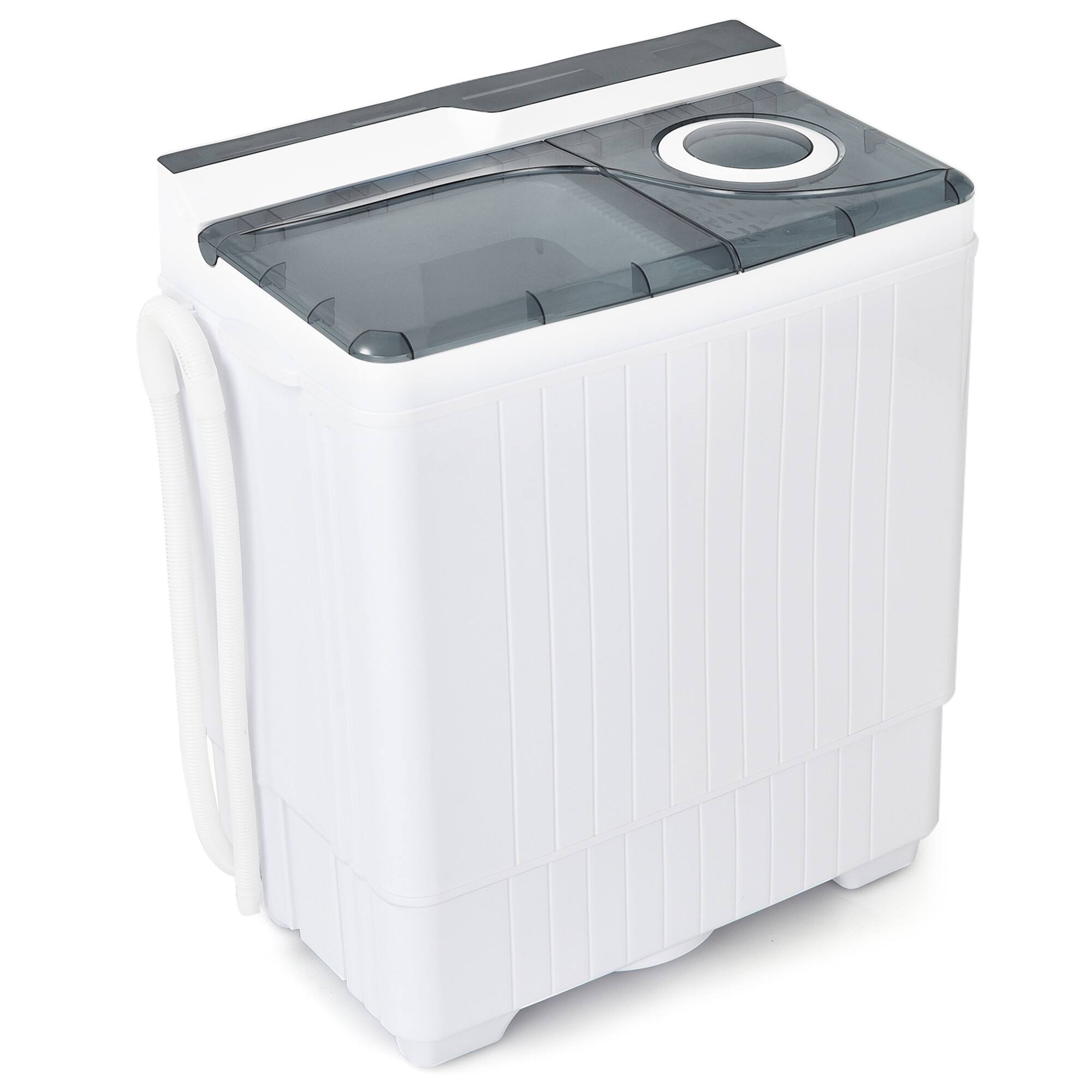 Portable Semi-automatic Washing Machine 26 lbs Twin Tub Laundry Washer Grey