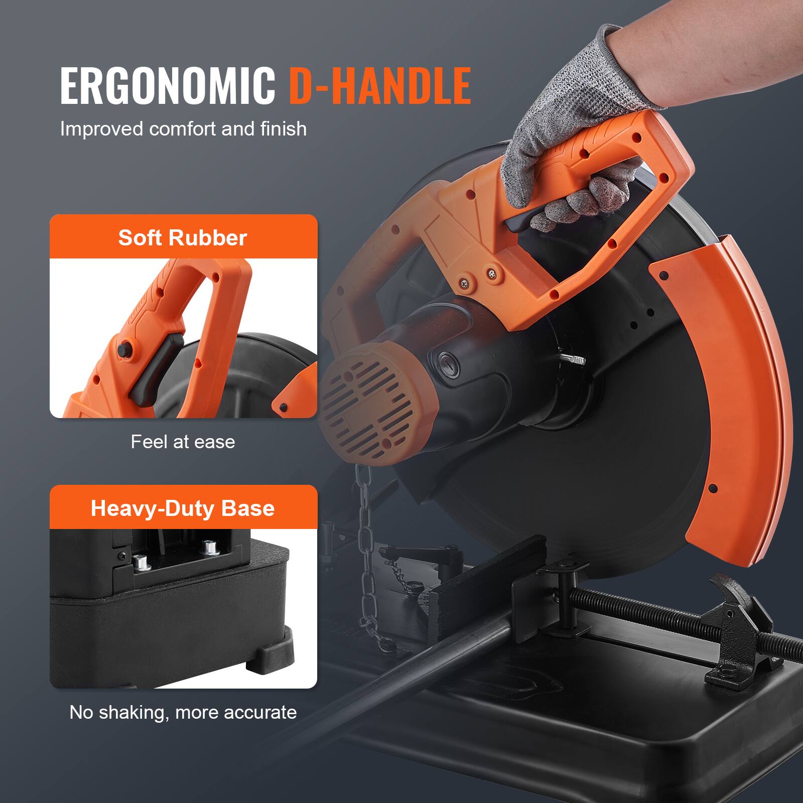 ERGONOMIC D-HANDLE  
Improved comfort and finish

Soft Rubber  
Feel at ease

Heavy-Duty Base  
No shaking, more accurate