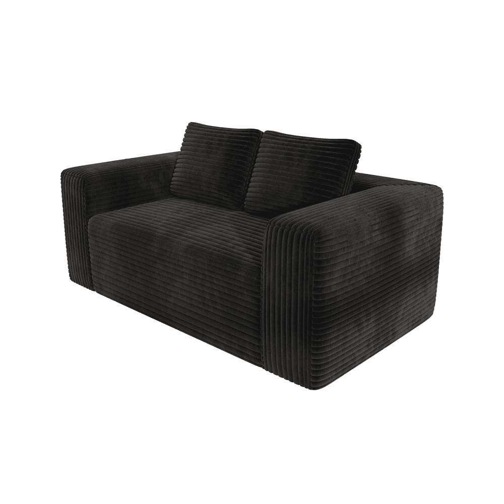 Alt View 6. Kadyn - 2-Seater Corduroy Memory Foam Floor Sofa in a Box, No Assembly for Living Room - Black.