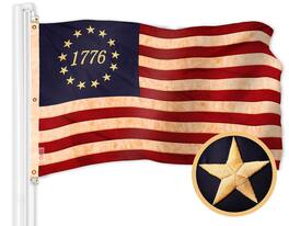 G128 - Betsy Ross 1776 Embroidered Flag, 5 x 8 ft Polyester with Brass Grommets - Assorted Colors