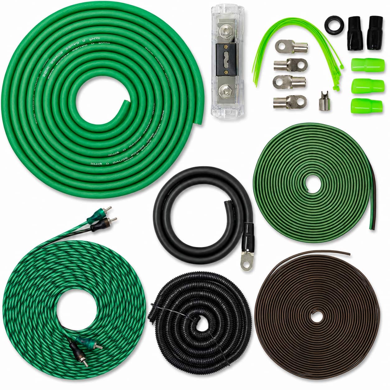SoundBox - VSK-0, 1/0 Gauge 2 Channel Amplifier Install Wiring Kit w/ 20 Feet Wire