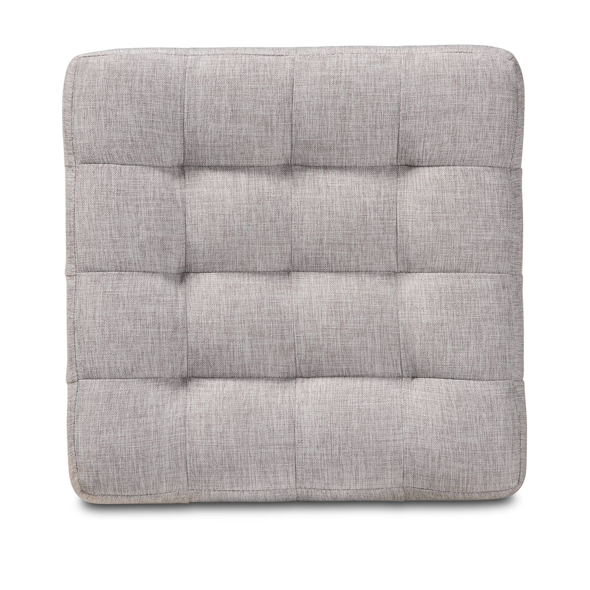 Left. Baxton Studio - Elladio Modern and Contemporary Fabric Upholstered Tufted Cube Ottoman Set - Grayish Beige.