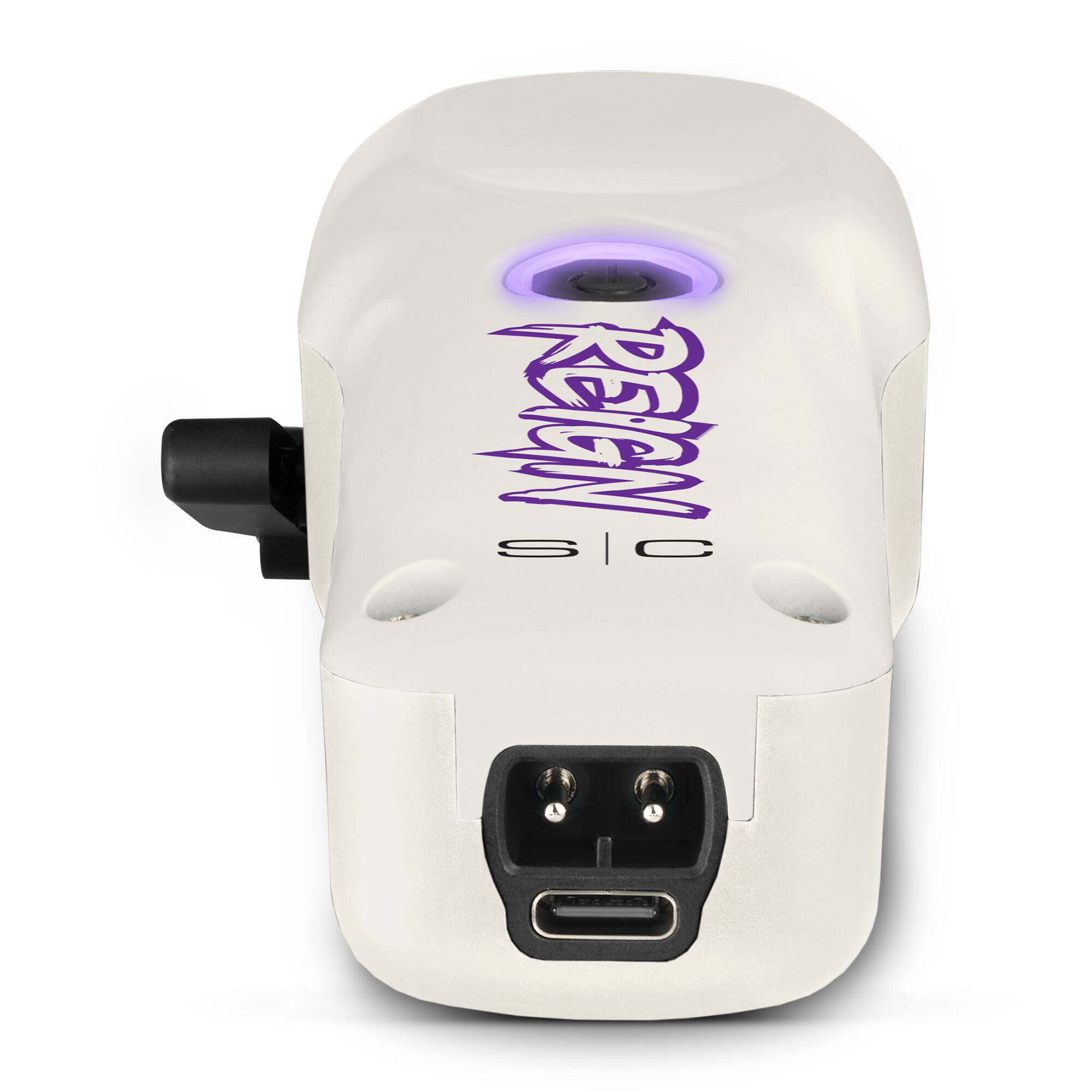 Left. StyleCraft - Reign Professional Hair Clipper with Digital Brushless Motor, USB-C Rechargeable - White.
